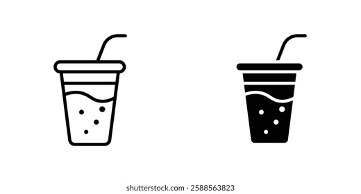 Drink vectors icons set in filled and strokes on white background