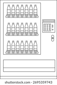Drink Vending Machine Outline Icon Illustration on White Background