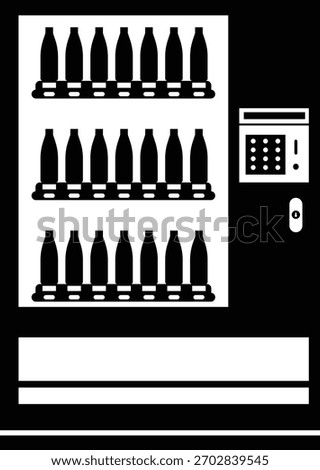 Drink Vending Machine Silhouette. Black and White Icon Design Elements on Isolated White Background