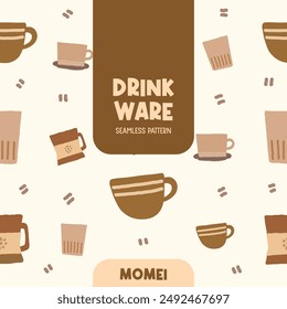 drink ware glass and mug seamless pattern