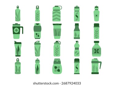 Conjunto de elementos de botella de agua de bebida