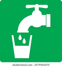 drink water, drinkable, drinking, health, icon, potable, potable water, sign, green, square	