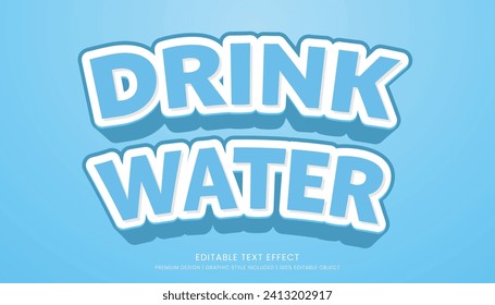 beber agua editable plantilla de efecto de texto 3d tipografía audaz y bebidas de estilo abstracto logotipo y marca