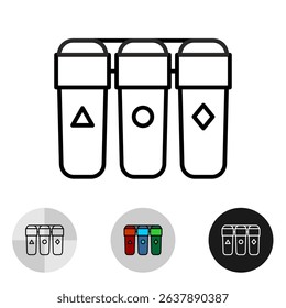Drink water filters icon. Three stage filter blocks with replacement cartridges type for water treatment and purification