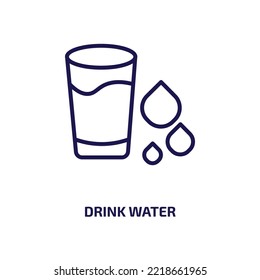 drink water icon from food collection. Thin linear drink water, bottle, water outline icon isolated on white background. Line vector drink water sign, symbol for web and mobile