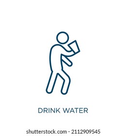 drink water icon. Thin linear drink water outline icon isolated on white background. Line vector drink water sign, symbol for web and mobile
