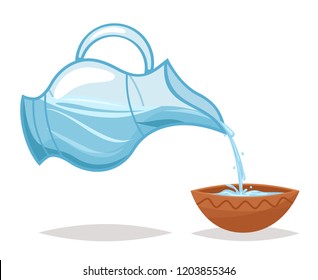 Drink Water Pour Glass Jug Bowl Cartoon Vine Icon Design Vector Illustration