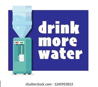 Drink water reminder Concept. Water Cooler with Water Jar Vector illustration