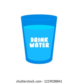 Drink Water text inside the Blue Glass