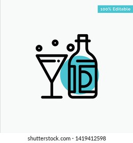 Drink, Wine, American, Bottle, Glass turquoise highlight circle point Vector icon