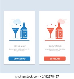 Drink, Wine, American, Bottle, Glass  Blue and Red Download and Buy Now web Widget Card Template
