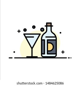 Drink, Wine, American, Bottle, Glass  Business Flat Line Filled Icon Vector Banner Template. Vector Icon Template background