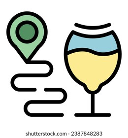 Drink wine route icon outline vector. Vine barrel. Guide party color flat