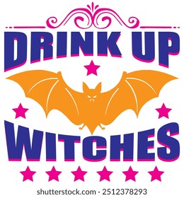 drink up witches t shirt design, vector file