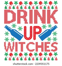Drink Up Witches T-Shirt Design Vector File