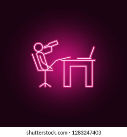 drink at work outline icon. Elements of Lazy in neon style icons. Simple icon for websites, web design, mobile app, info graphics