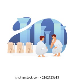 Drink Zam Zam Water After Tawaf Hajj And Umrah Vector Illustration