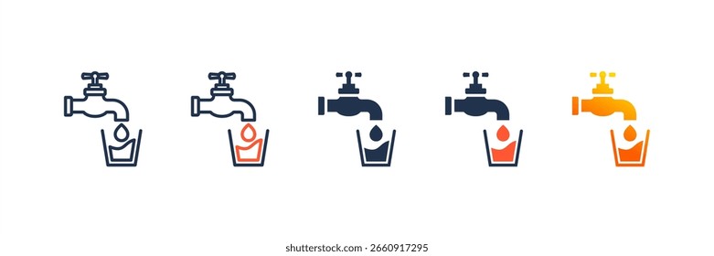 Drinkable Water icon set multiple style collection