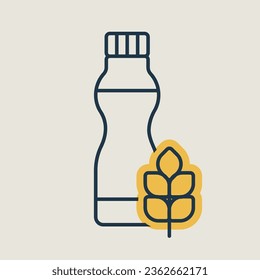 Drinkable yoghurt bottle with flavor cereal vector icon. Dairy product sign. Graph symbol for cooking web site and apps design, logo, app, UI