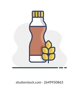 Frasco de iogurte potável com sabor ícone do vetor de cereais. Sinal de produto láteo. Símbolo de gráfico para site de culinária e design de aplicativos, logotipo, aplicativo, UI