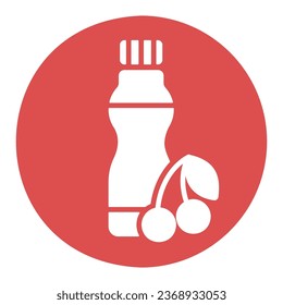 Drinkable yoghurt bottle with flavor cherry vector icon. Dairy product sign. Graph symbol for cooking web site and apps design, logo, app, UI