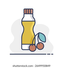 Drinkable yoghurt bottle with flavor cherry vector icon. Dairy product sign. Graph symbol for cooking web site and apps design, logo, app, UI
