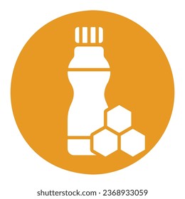 Drinkable yoghurt bottle with flavor honey vector icon. Dairy product sign. Graph symbol for cooking web site and apps design, logo, app, UI