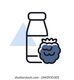 Drinkable yoghurt bottle with flavor raspberry vector icon. Dairy product sign. Graph symbol for cooking web site and apps design, logo, app, UI