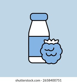 Drinkable yoghurt bottle with flavor raspberry vector icon. Dairy product sign. Graph symbol for cooking web site and apps design, logo, app, UI