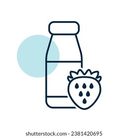 Drinkable yoghurt bottle with flavor strawberry vector icon. Dairy product sign. Graph symbol for cooking web site and apps design, logo, app, UI