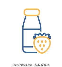Drinkable yoghurt bottle with flavor strawberry vector icon. Dairy product sign. Graph symbol for cooking web site and apps design, logo, app, UI