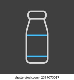 Drinkable yoghurt bottle vector on dark background icon. Dairy product sign. Graph symbol for cooking web site and apps design, logo, app, UI