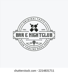 Drinker Pub Bottles Abstract Vector Vintage Label or Logo Template with Shabby Textures and Retro Typography. Also Good for Posters, Flayers, T-shirt Prints, etc.