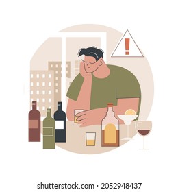 Drinking Alcohol Abstract Concept Vector Illustration. Binge Drinking, Alcoholic Beverage, Alcohol Abuse, Addiction Rehabilitation Service, Alcoholism Therapy, Health Impact Abstract Metaphor.