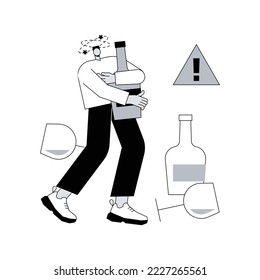 Drinking alcohol abstract concept vector illustration. Binge drinking, alcoholic beverage, alcohol abuse, addiction rehabilitation service, alcoholism therapy, health impact abstract metaphor.