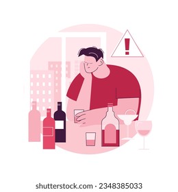 Drinking alcohol abstract concept vector illustration. Binge drinking, alcoholic beverage, alcohol abuse, addiction rehabilitation service, alcoholism therapy, health impact abstract metaphor.