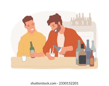 Drinking alcohol isolated concept vector illustration. Binge drinking, alcoholic beverage, alcohol abuse, addiction rehabilitation service, alcoholism therapy, health impact vector concept.