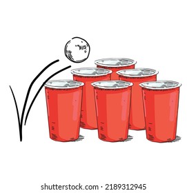 drinking alcohol red cup game university party beer party fun games isolated on white background