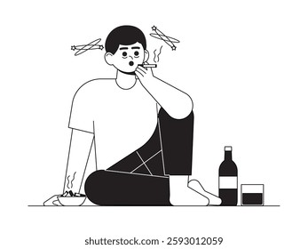 Drinking alcohol until drunk, social issue vector illustration.