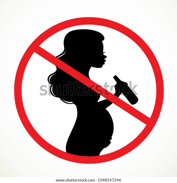 Drinking Beer Bottle Pregnant Woman Silhouette Stock Vector (Royalty ...