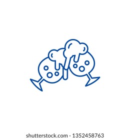 Drinking beer line icon concept. Drinking beer flat  vector symbol, sign, outline illustration.