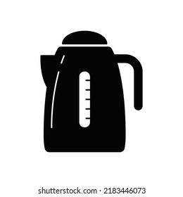 Drinking Boiler pot icon in black flat glyph, filled style isolated on white background