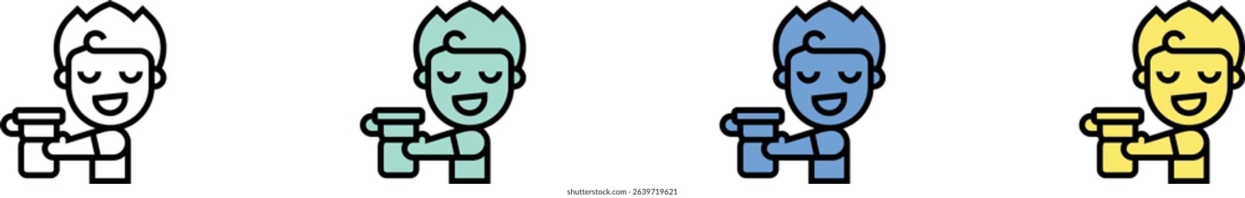 drinking bottle icon. Outline, Green, Blue and Yellow Style Design Isolated On White Background