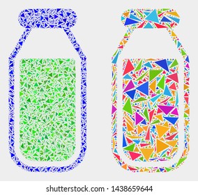 Drinking bottle mosaic icon of triangle items which have various sizes and shapes and colors. Geometric abstract vector illustration of drinking bottle.