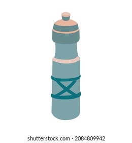 drinking bottle with a soft blue color and flat design illustration.