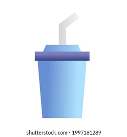 drinking bottle with straw, with gradient color.  flat minimalist design vector eps 10