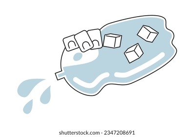Drinking bottled water monochromatic flat vector character hand. Splash waterdrops from bottle. Hydration. Editable body part element on white. Simple bw cartoon spot image for web graphic design