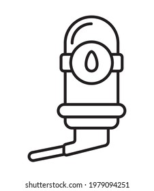Drinking bowl with water for pets icon vector in line style. Container with water in a cage for rodents, mice, parrots, rats. 