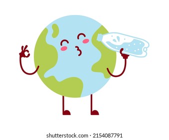 El personaje del planeta Tierra con dibujos animados. Ilustración del vector