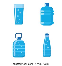 drinking clean water delivery set of icons. vector set